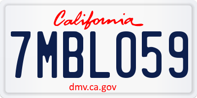 CA license plate 7MBL059
