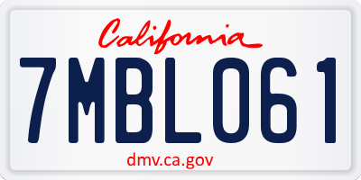 CA license plate 7MBL061