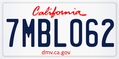 CA license plate 7MBL062