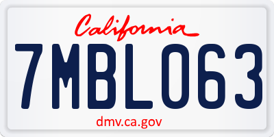 CA license plate 7MBL063