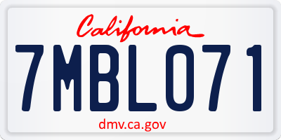 CA license plate 7MBL071