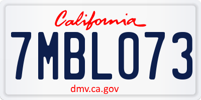 CA license plate 7MBL073
