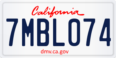 CA license plate 7MBL074