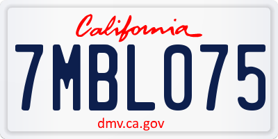 CA license plate 7MBL075