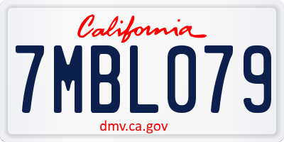 CA license plate 7MBL079
