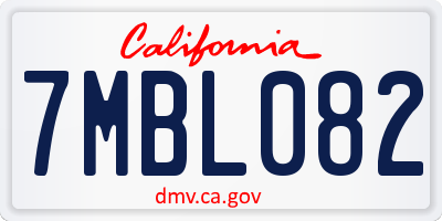 CA license plate 7MBL082