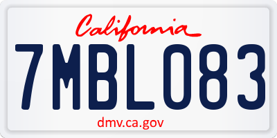 CA license plate 7MBL083