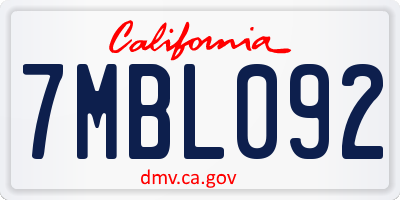 CA license plate 7MBL092