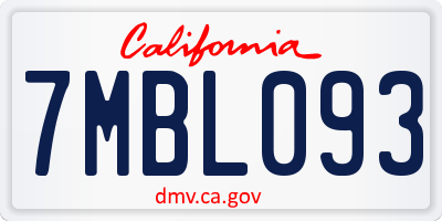 CA license plate 7MBL093