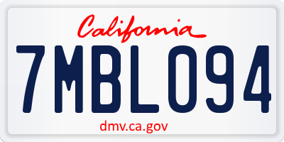 CA license plate 7MBL094