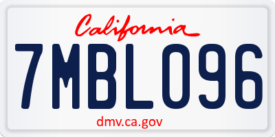 CA license plate 7MBL096