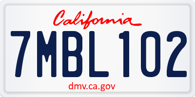 CA license plate 7MBL102