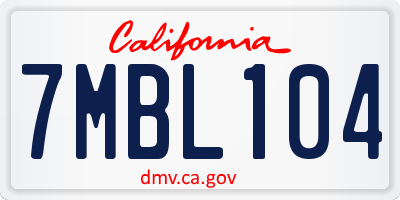 CA license plate 7MBL104