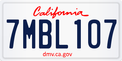 CA license plate 7MBL107