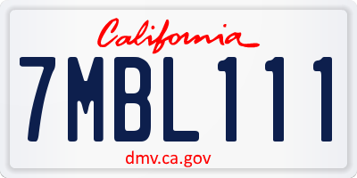 CA license plate 7MBL111