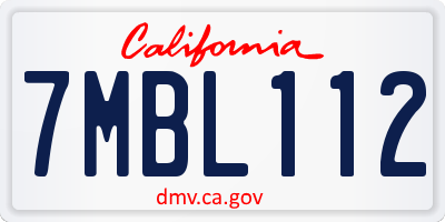 CA license plate 7MBL112