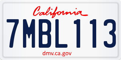 CA license plate 7MBL113