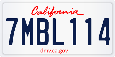 CA license plate 7MBL114