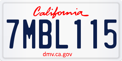 CA license plate 7MBL115