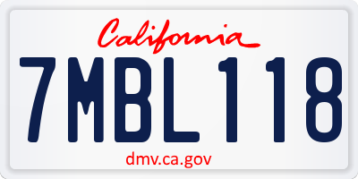 CA license plate 7MBL118