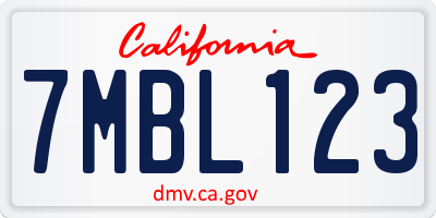CA license plate 7MBL123