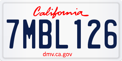 CA license plate 7MBL126