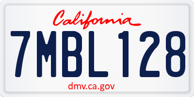 CA license plate 7MBL128