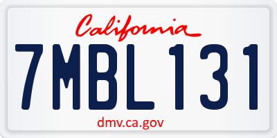 CA license plate 7MBL131