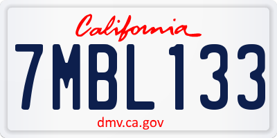 CA license plate 7MBL133