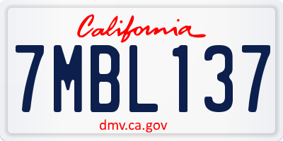 CA license plate 7MBL137