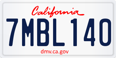 CA license plate 7MBL140