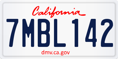 CA license plate 7MBL142