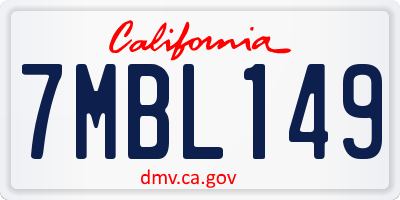 CA license plate 7MBL149