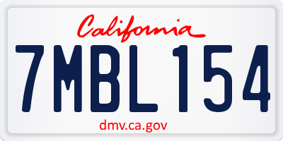 CA license plate 7MBL154