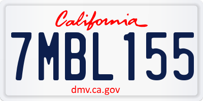 CA license plate 7MBL155