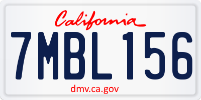 CA license plate 7MBL156