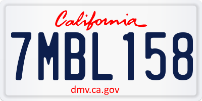 CA license plate 7MBL158