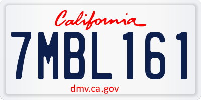 CA license plate 7MBL161