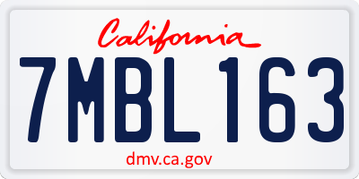CA license plate 7MBL163