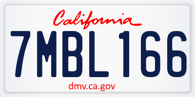 CA license plate 7MBL166