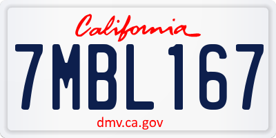 CA license plate 7MBL167