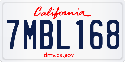 CA license plate 7MBL168