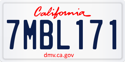 CA license plate 7MBL171