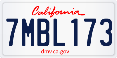 CA license plate 7MBL173