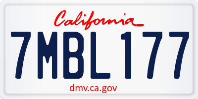 CA license plate 7MBL177