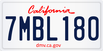 CA license plate 7MBL180