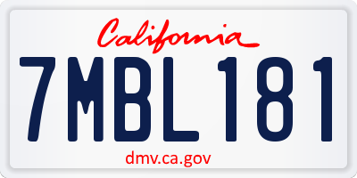 CA license plate 7MBL181