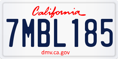 CA license plate 7MBL185
