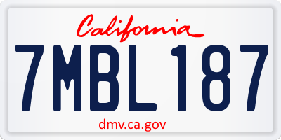 CA license plate 7MBL187