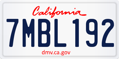 CA license plate 7MBL192